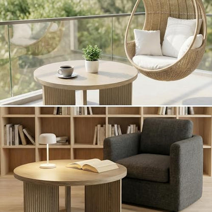 35" Wooden Round Coffee Table, Walnut | Smooth Thick Coffee Table, Low Circle Center Table with X Shaped Stable Legs, Accent Tea Table for Living Room, Office - color: Walnut, style: Coffee Table