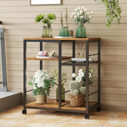ZIWEI STAR Kitchen Microwave Cart, Microwave Stand, Small Kitchen cart, Bakers Rack Table Coffee Bar Cart with Wheels, Rolling Shelf for Office, Living Room, Balcony, Bedroom.