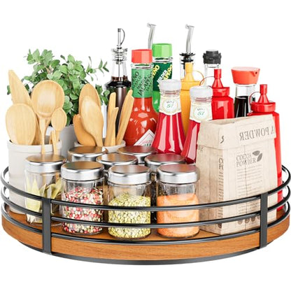 13" Lazy Susan Turntable Organizer - Wood Round Lazy Susan for Cabinet Kitchen Countertop Pantry Cupboard Dining Table Bathroom Coffee Bar Spice Storage Home Decor - size: 13 inch 1 Tier