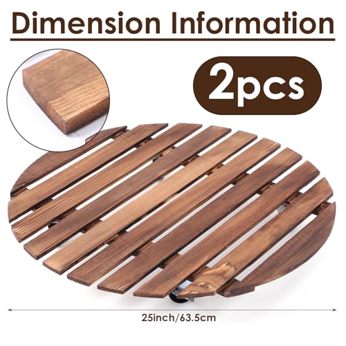 Novabright 25" Wooden Rolling Plant Heavy Duty Dolly Caddy with Locking Wheels Heavy Duty Wooden Plant Dolly Mobile Stand for Large Pots Small Furniture Outdoor(2 Pcs) - size: 25 Inch