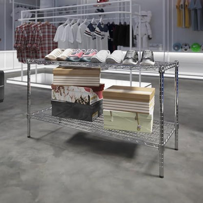18" Deep x 48" Wide x 27" Height Wire Shelving Kit | 2-Tier | NSF Commercial Storage Rack Unit - size: 18" Deep x 48" Wide