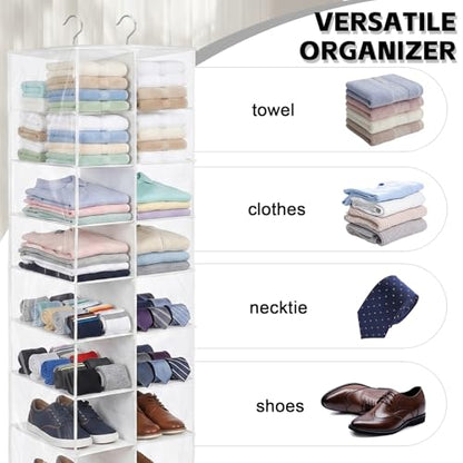 Hanging Shoe Closet Organizer, 30 Sections Hanging Closet Organizers and Storage Shelves with 6 Mesh Pockets, Space Saving Shoe Rack Holder Hanger, White - color: White