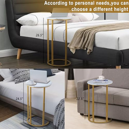 Serteaw C-Shaped End Table, Sturdy Side Table for Couch Sofa Bedside Small Space,C Snack Table TV Tray Record Player Stand Small Tables for Living Room Bedroom,Easy to Assemble,Gold - size: 15.0"