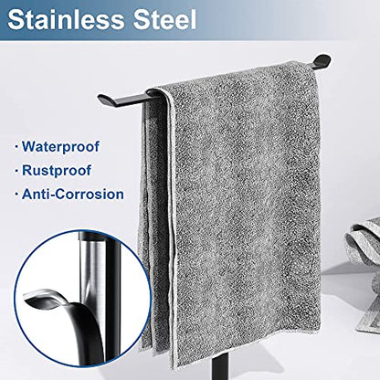 Towel Rack T-Shape Hand Holder for Bathroom,Headband and Lightweight Bathroom Racks,Kitchen Black Holder,Stainless Steel Waterproof Counter Organizer - color: Black