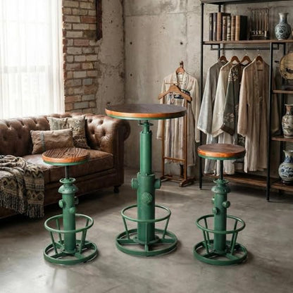 Topower Industrial Bar Table 38.58-48.43" Adjustable Pub Table Kitchen Dining Coffee Bistro Table Antique Green - color: Antique Green