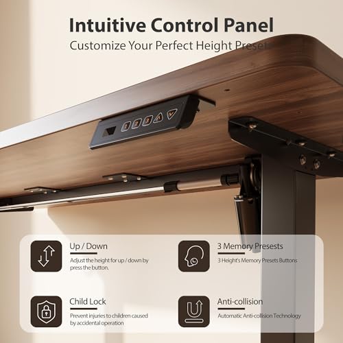 Cubiker Standing Desk, 40x24 Inches Sit Stand Home Office Desk, Electric Stand up Desk, Adjustable Desk with Splice Board, Black Frame/Black Walnut Top - color: Black Walnut, size: 40x24
