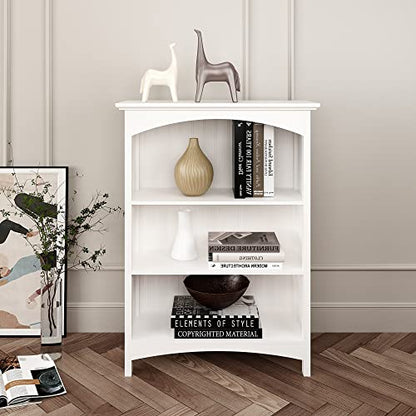 eHemco 3 Tier Bookcase with 2 Arched Supports, 40 Inches, White - color: White, size: 3 Tier