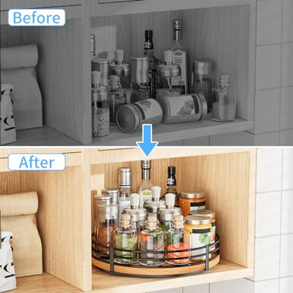 13" Lazy Susan Turntable Organizer - Wood Round Lazy Susan for Cabinet Kitchen Countertop Pantry Cupboard Dining Table Bathroom Coffee Bar Spice Storage Home Decor - size: 13 inch 1 Tier