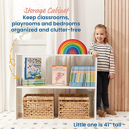 ECR4Kids Streamline 2-Shelf Double-Sided Storage Cabinet, 30in, Double-Sided Display, White Wash - color: White Wash