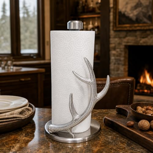 Arthur Court Antler Paper Towel Holder - Decorative Aluminum Metal Stand for Kitchen - 18 Inch Tall - size: Antler