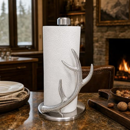 Arthur Court Antler Paper Towel Holder - Decorative Aluminum Metal Stand for Kitchen - 18 Inch Tall - size: Antler
