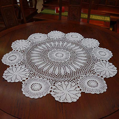 Damanni Cotton Handmade Crochet Lace Tablecloth Doilies Doily,Round,White,39 Inch - color: White, size: 39" (Round)