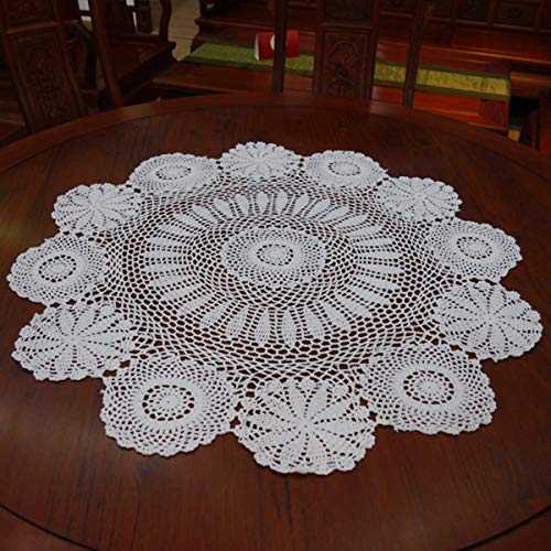 Damanni Cotton Handmade Crochet Lace Tablecloth Doilies Doily,Round,White,39 Inch - color: White, size: 39" (Round)