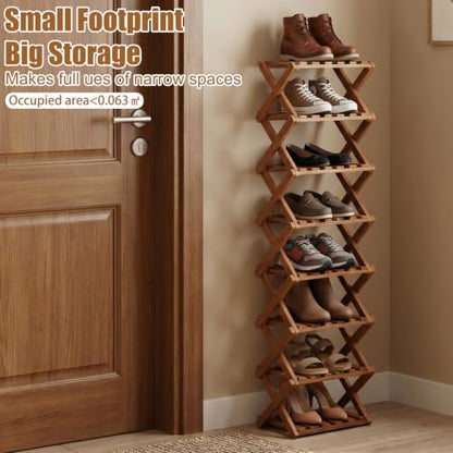 Shoe Racks, Foldable Shoes Organizer FreeStanding Shelf,5 Layers | Foldable, Multifunctional, Five Layers, Ideal For Entryway, Closet, Bedroom, Hallway Storage - color: Five Layers of Brown