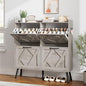 Shoe Cabinet with 4 Flip Drawers, Freestanding Shoe Organizer Cabinet, Farmhouse Narrow Shoe Storage Cabinet for Entryway, Foyer, Hallway - color: Light Grey