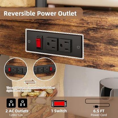 Superlele 4 Tier Baker's Rack with Charging Station, Kitchen Coffee Bar Table with Power Outlets & Paper Towel Holder, 23.6x13x49.2'' Industrial Standing Microwave Shelf for Small Spaces, Rustic Brown - color: Brown, size: 23.6x13x49.2''(with Power Outlet