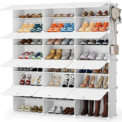 HOMIDEC Shoe Storage Cabinet, 48 Pairs Shoe Rack 3 by 8 Tier Space Saving Shoe Organizer for Closet Hallway Living Room Bedroom Garage - color: White, style: 3 by 8