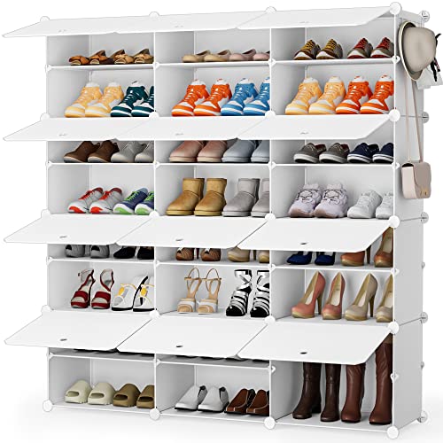 HOMIDEC Shoe Storage Cabinet, 48 Pairs Shoe Rack 3 by 8 Tier Space Saving Shoe Organizer for Closet Hallway Living Room Bedroom Garage - color: White, style: 3 by 8