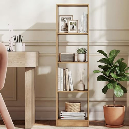 Tangkula 4 Cube Bookshelf, Freestanding 5 Tier Open Bookcase, Modern Cube Storage Organizer with Anti-toppling Device, Multipurpose Wooden Display Shelving for Living Room Study Office (1, Natural) - size: Natural