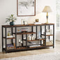 Tribesigns Console Sofa Table, 70.9 inch Extra Long Table Behind Couch with Storage Shelves, 3-Tier Industrial Narrow Entryway Hallway Accent Table for Living Room, Rustic Brown - color: Rustic Brown