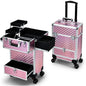 Rolling Makeup Case with Drawer Cosmetology Case on Wheels Makeup Trolley Sliding Drawer Makeup Travel Case for Esthetician, Mobile Stylist, Manicurist Barber Case Traveling Cart Trunk Glitter Pink - color: Pink