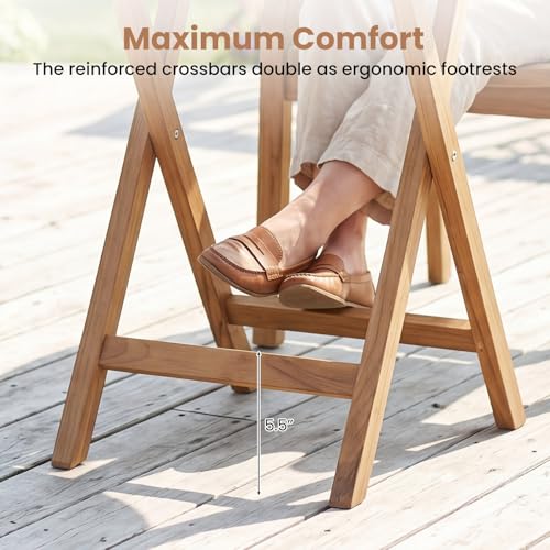 Tangkula 24-Inch Teak Wood Folding Outdoor Table, Round Patio Table with Sturdy X-Frame, Space Saving Outside Bistro Table for Deck, Porch, Poolside, Balcony & Garden - size: 24"