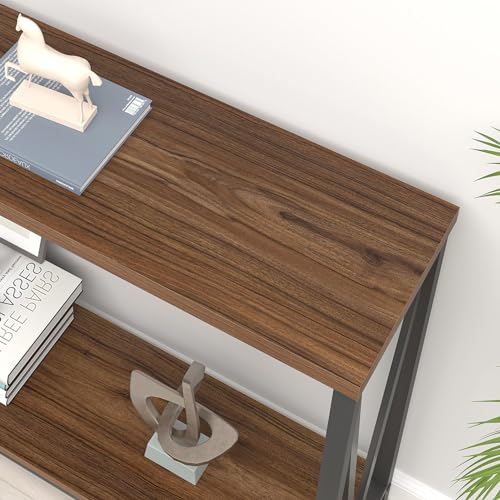 FOLUBAN Entryway Table, Narrow Console Table, Modern Sofa Table for Living Room, Hallway, Behind Couch (Rustic Walnut) - color: Walnut