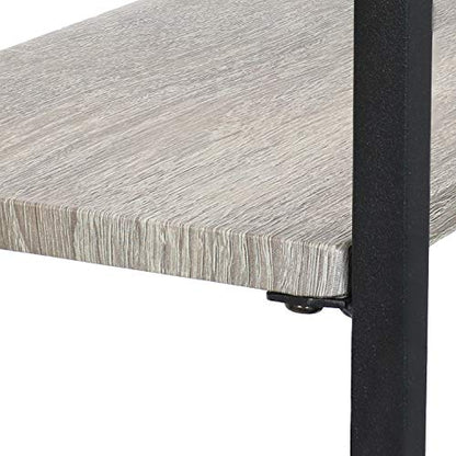 Sunnydaze 69-Inch 4-Tier Over-the-Toilet Shelf - Open Shelves, Veneer Finish and Black Iron Frame - Oak Gray - color: Oak Gray