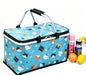 Upgrade Shopping Bag Picnic Basket 2 Layers of Internal Pockets Leak-Proof Insulated Cooler Bag Bag Collapsible Shopping Basket Folding Grocery Basket Bag for Picnic Travel(Blue Cat) - color: Blue Cat