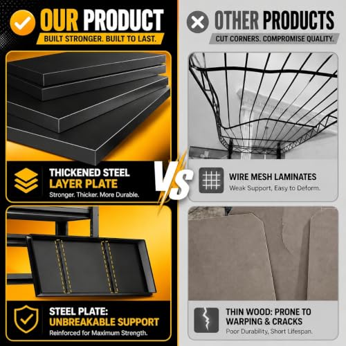 Garage Shelving, Heavy Duty Storage Shelves, Adjustable Boltless Units | Metal Shelving with Double Layer Posts, Industrial Steel Shelving for Garage Basement Warehouse Kitchen, Black, 54H*16W*12D - size: 16W*54H*12D-4T