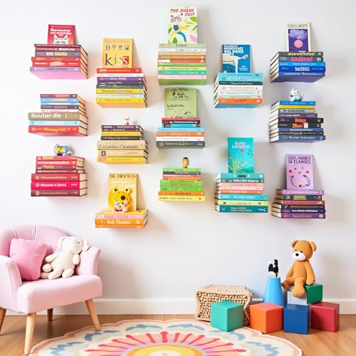 Floating Invisible Bookshelf Wall Mounted (Set of 4) - Aluminum - Turn Books into Floating Shelves