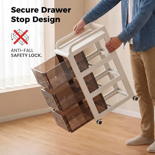 Bathroom Storage with Drawers, 11.8" Wide Wide Slim Storage Cabinet with Wheels for Small Spaces, Narraw Cart for Kitchen Office Bedroom Dinning Room Under Desk, 29.7" Tall - size: 30x41x75 cm