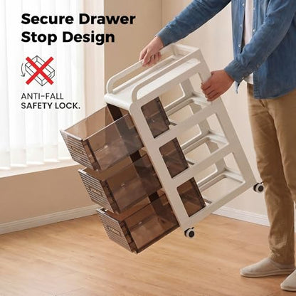 Bathroom Storage with Drawers, 11.8" Wide Wide Slim Storage Cabinet with Wheels for Small Spaces, Narraw Cart for Kitchen Office Bedroom Dinning Room Under Desk, 29.7" Tall - size: 30x41x75 cm
