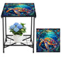 Cinnvoice Outdoor Side Table 2-Tier Storage Square Small Mosaic Patio Accent Indoor End Plant Coffee Tea Table for Yard Patio Porch Garden Living Room, Bedroom(Turtle Style) - style: Turtle Style