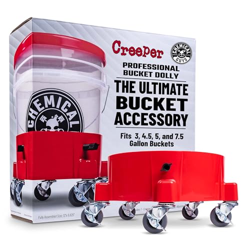 Chemical Guys, Creeper Rolling Bucket Dolly, 5 Casters, for 3.5 to 7.5 Gal | Heavy-duty dolly rolls wash buckets on five 360-degree casters, fits standard 3.5 to 7.5 gallon buckets - size: (Pack of 1)