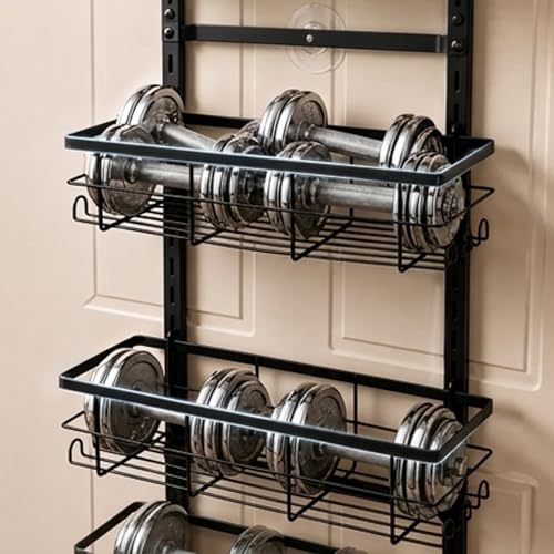 9-Tier Over The Door Pantry Organizer – Spice Rack with Side Hooks, Hanging Storage Basket for Back of Door, Home & Kitchen Essentials for Laundry Room & Bathroom Organization – Black