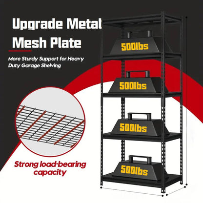 5 Tire Storage Shelving Heavy Duty Garage Shelves 2000LBS Load Bearing, Full Metal Shelving Units, Durable Construction, Adjustable Shelves, Easy Assembly, 28''W x 12''D x 60''H (60*28*12) - size: 5T 28" W x 12" D x 60''H