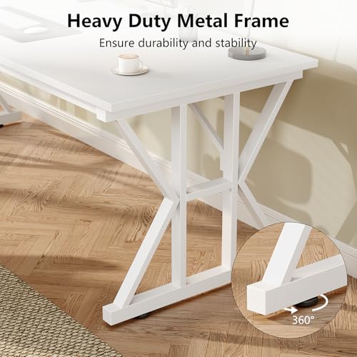 TVU Computer Desk, 63 inch Large Office Desk, Study Writing Table with Thicken Frame, Gaming Desk, Modern Simple Desk for Home Office, White - color: White, size: 63inch