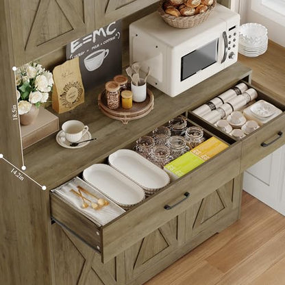 HOSTACK 71" Pantry Cabinet with Charging Station, Tall Kitchen Pantry Storage Cabinet with Microwave Stand, Farmhouse Kitchen Hutch with Storage Drawers for Living Room, Dining Room, Rustic Brown - color: Rustic Brown