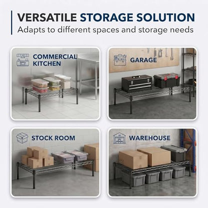 24" x 30" x 8" Black Epoxy Wire Storage Shelf, Dunnage Rack, Commercial 1 Tier Small Shelf - color: Black, size: 24"D x 30"W x 8"H