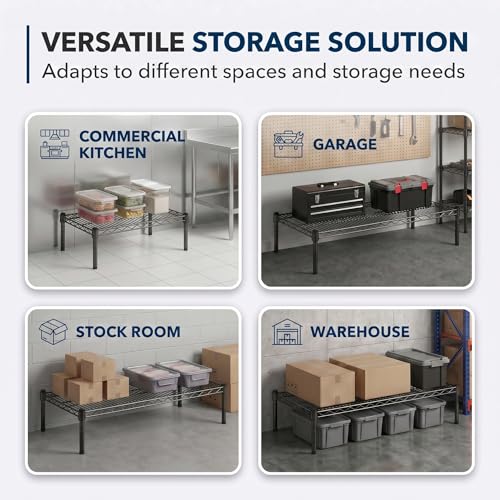 24" x 30" x 8" Black Epoxy Wire Storage Shelf, Dunnage Rack, Commercial 1 Tier Small Shelf - color: Black, size: 24"D x 30"W x 8"H