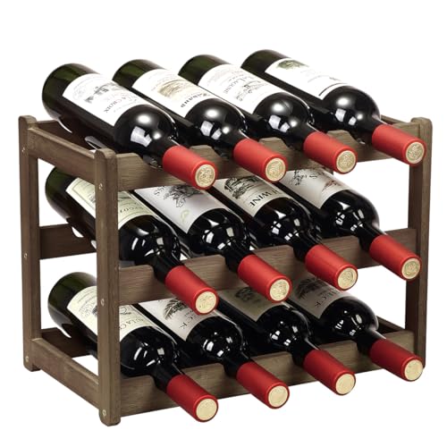Bamboo Wine Rack, Sturdy and Durable Wine Storage Cabinet Shelf, Wine Racks Countertop for Pantry - 3 Tiers 12 Bottle Wine Rack, Moca - color: 3 Tier Moca