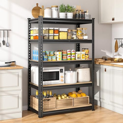 DurayLoly 5-Tier Storage Shelves,1980LBS Heavy Duty Metal Shelving Unit,Adjustable Pantry Shelves Storage Rack for Kitchen Closet Laundry Living Room,59.8" H x 27.55" W x 11.81" D - size: 59.8" H x 27.55"W x 11.81" D