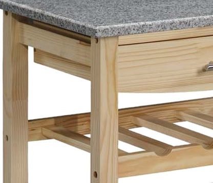 Linon Kitchen Island Granite Top, 33.88" x 22.8" x 15.63", Natural - color: Daa, style: Whitney