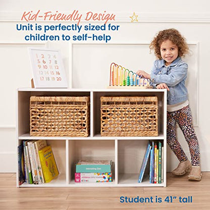 ECR4Kids Streamline 5-Compartment Storage Cabinet, 24in, Classroom Furniture, White Wash - color: White Wash