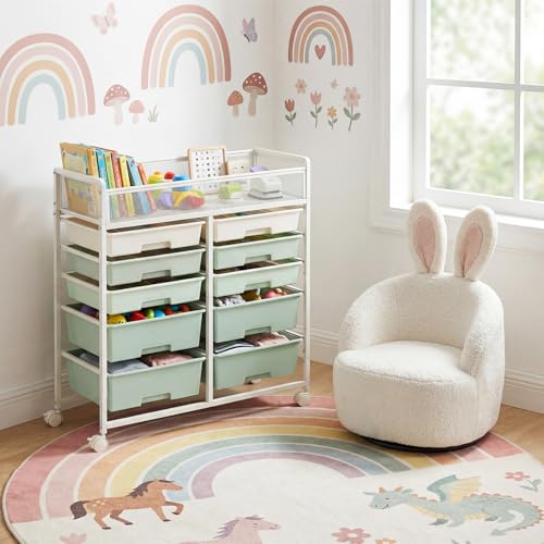 Rolling Craft Cart with 10 Drawers, Art Craft Organizers and Storage with Lockable Wheels, Utility Cart for Organizing Arts and Crafts,Yarn,Toy, School Supplies,Nail Product - size: 10-Drawers(1 Pack)
