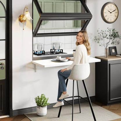 Dogsky 36" x 14" Floating Wall Desk, Fold Down Wall Table - 200 lbs Heavy Duty Solid Pine Wall Mount Folding Desk for Home Office, Laundry Room, Kitchen & Small Apartment, White - color: White, size: 36'' x 13.7'' x 6.3''