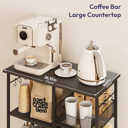 SWTYMIKI Kitchen Island Cart on Wheels - 28.35x14.57in Rolling Kitchen Table Cart with Storage Shelves, 6 Removable Hooks& Locking Casters, Coffee Bar Cabinet for Dining Room Pantry Office, Black - size: 28x14.57in, style: Black