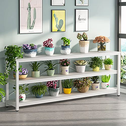 Tribesigns 71" Sofa Tables,Extra Long Couch Table, Narrow Long Console Table, Entryway Table,Sofa Table with 3 Tiers Storage Shelves (White) - color: White
