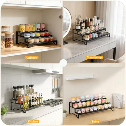 Attelite 3 Tier Expandable Can Rack Organizer for Pantry, Adjustable 13"-21" Metal Soda Can Organizer, Pantry Organization Canned Food Storage Holder for Kitchen Cabinet Countertop, Black 1Pack - size: 3tier*1pack